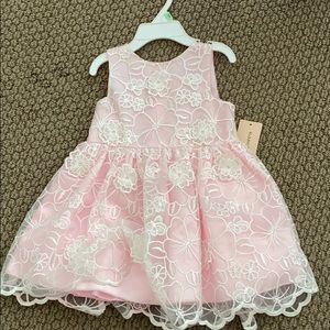 Girls dress (pink and white embroidered)